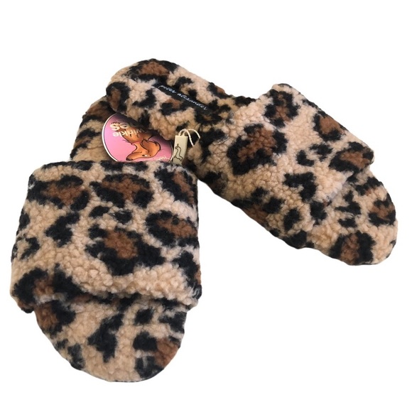 Peter Alexander Animal Print Fur Slippers Slides Sz M 7 NWT - Picture 2 of 7